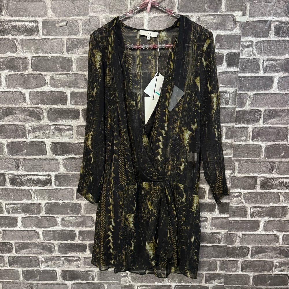 NWT IRO Akley Dress in Antic Gold mini long sleeve
